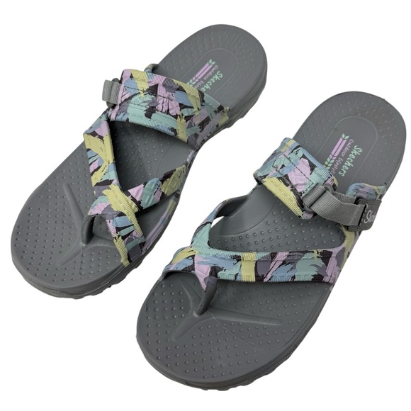 Skechers Women’s Size 11 Reggae Artsy Adjustable Strap Gray Sandals shoes - Picture 2 of 10